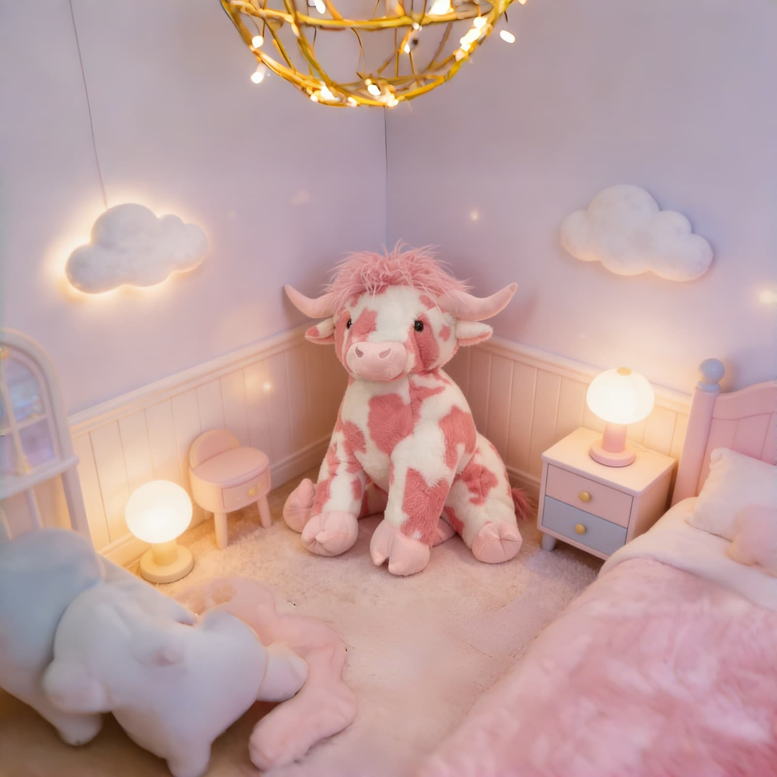 Pink Cow Plush Highland cow Valentine s Day Gift 20"