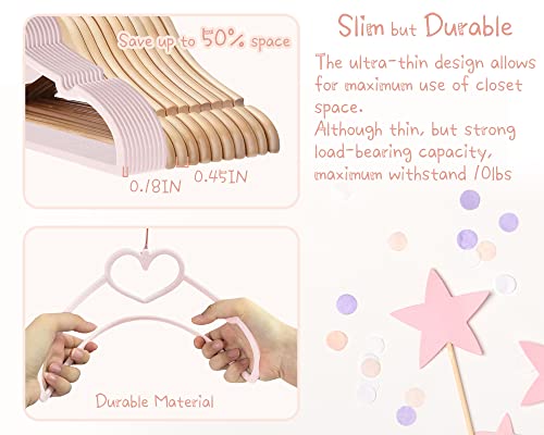 Pink Heart Velvet Baby Hangers   50pack 13inch Toddler Hangers with 20pcs Clips  Premium Velvet Strong and Durable Baby Clothes Hangers Without Slipping  Ultra Slim and Stackable Space Saving