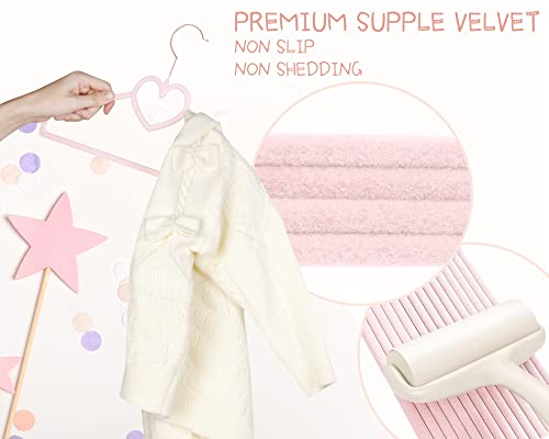Pink Heart Velvet Baby Hangers   50pack 13inch Toddler Hangers with 20pcs Clips  Premium Velvet Strong and Durable Baby Clothes Hangers Without Slipping  Ultra Slim and Stackable Space Saving