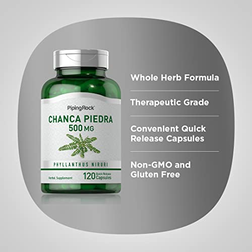Piping Rock Chanca Piedra Capsules 500mg   120 Pills   Herbal Supplement   Non GMO  Gluten Free