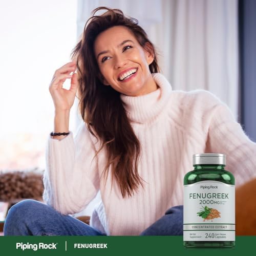 Piping Rock Fenugreek Capsules   240 Pills   Supplement for Women and Men   Concentrated Seed Extract   Non GMO  Gluten Free