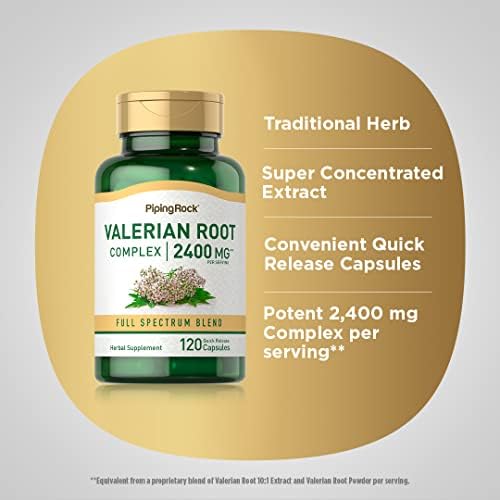 Piping Rock Valerian Root Capsules   120 Count   Extract Supplement   Herbal Blend   Non GMO  Gluten Free