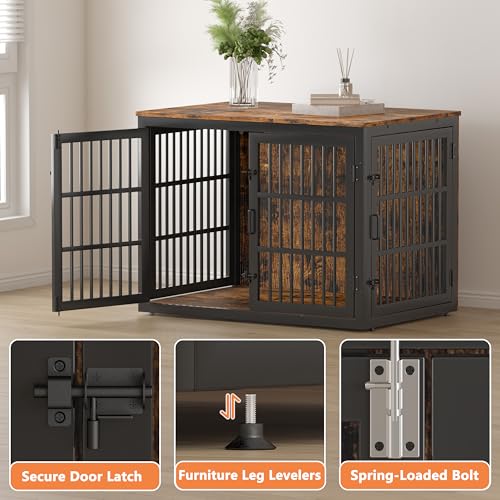 Piskyet Heavy Duty Dog Crate Furniture for XLarge Dog  48XL Dog Kennel Indoor Furniture Indestructible Metal Crate with Double Doors  Dog Crate End Table  Chew Resistant