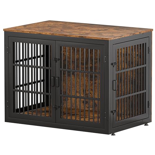 Piskyet Heavy Duty Dog Crate Furniture for XLarge Dog  48XL Dog Kennel Indoor Furniture Indestructible Metal Crate with Double Doors  Dog Crate End Table  Chew Resistant