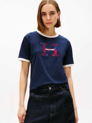 Plaid Monogram Crewneck T Shirt