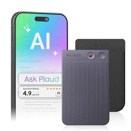 Plaud Note AI Voice Recorder  Voice Recorder w/Case  App Control  Transcribe & Summarize with AI Technology  Support 112 Languages  64GB Memory  Audio Recorder for Lectures  Meetings  Calls  Black