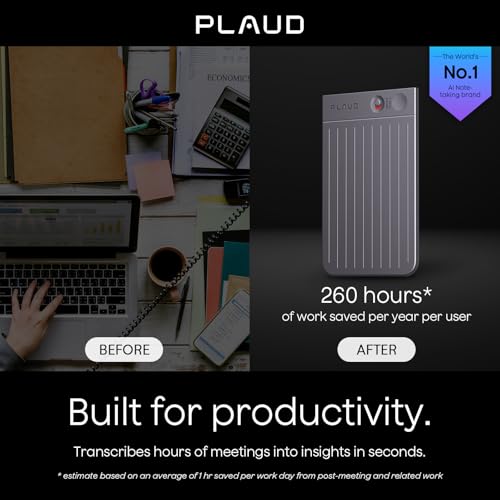 Plaud Note AI Voice Recorder  Voice Recorder w/Case  App Control  Transcribe & Summarize with AI Technology  Support 112 Languages  64GB Memory  Audio Recorder for Lectures  Meetings  Calls  Black