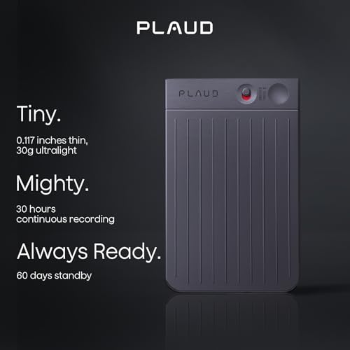 Plaud Note AI Voice Recorder  Voice Recorder w/Case  App Control  Transcribe & Summarize with AI Technology  Support 112 Languages  64GB Memory  Audio Recorder for Lectures  Meetings  Calls  Black