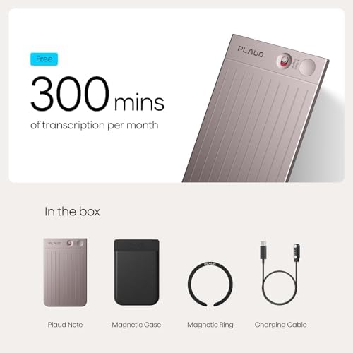 Plaud Note AI Voice Recorder  Voice Recorder w/Case  App Control  AI Transcribe & Summarize  Support 112 Languages  64GB  Audio Recorder for Lectures  Meetings  Calls  Interview  Non Pro Version