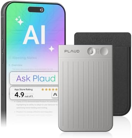 Plaud Note AI Voice Recorder  Voice Recorder w/Case  App Control  AI Transcribe & Summarize  Support 112 Languages  64GB  Audio Recorder for Lectures  Meetings  Calls  Interview  Non Pro Version