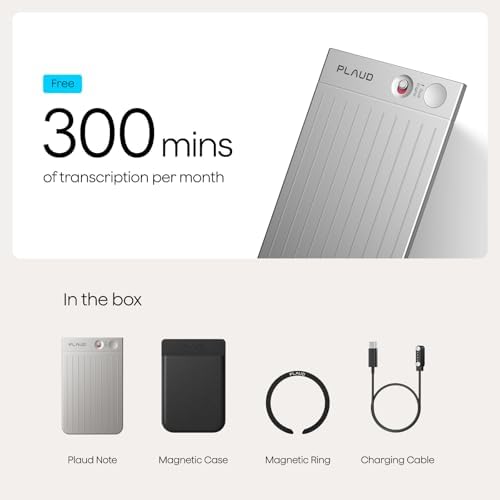 Plaud Note AI Voice Recorder  Voice Recorder w/Case  App Control  AI Transcribe & Summarize  Support 112 Languages  64GB  Audio Recorder for Lectures  Meetings  Calls  Interview  Non Pro Version