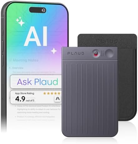 Plaud Note AI Voice Recorder  Voice Recorder w/Case  App Control  AI Transcribe & Summarize  Support 112 Languages  64GB  Audio Recorder for Lectures  Meetings  Calls  Interview  Non Pro Version