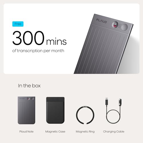 Plaud Note AI Voice Recorder  Voice Recorder w/Case  App Control  AI Transcribe & Summarize  Support 112 Languages  64GB  Audio Recorder for Lectures  Meetings  Calls  Interview  Non Pro Version