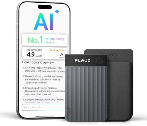 Plaud Note Pro AI Voice Recorder  Transcribe & Summarize with AI  App Control  Note Taker for Meetings & Calls  Supports 112 Languages  Ultra Slim w/InstantView Display  Case Included  Black