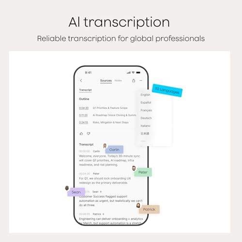Plaud Note Pro AI Voice Recorder  Transcribe & Summarize with AI  App Control  Note Taker for Meetings & Calls  Supports 112 Languages  Ultra Slim w/InstantView Display  Case Included  Black