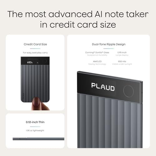 Plaud Note Pro AI Voice Recorder  Transcribe & Summarize with AI  App Control  Note Taker for Meetings & Calls  Supports 112 Languages  Ultra Slim w/InstantView Display  Case Included  Black