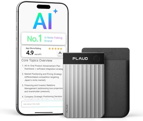 Plaud Note Pro AI Voice Recorder  Transcribe & Summarize with AI  App Control  Note Taker for Meetings & Calls  Supports 112 Languages  Ultra Slim w/InstantView Display  Case Included  Black