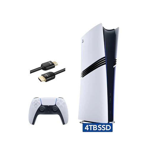 PlayStation 5 Pro with 4TB SSD Storage  Wireless Dualsense Controller   PS5 Pro Gaming System  White  Renewed   video game 