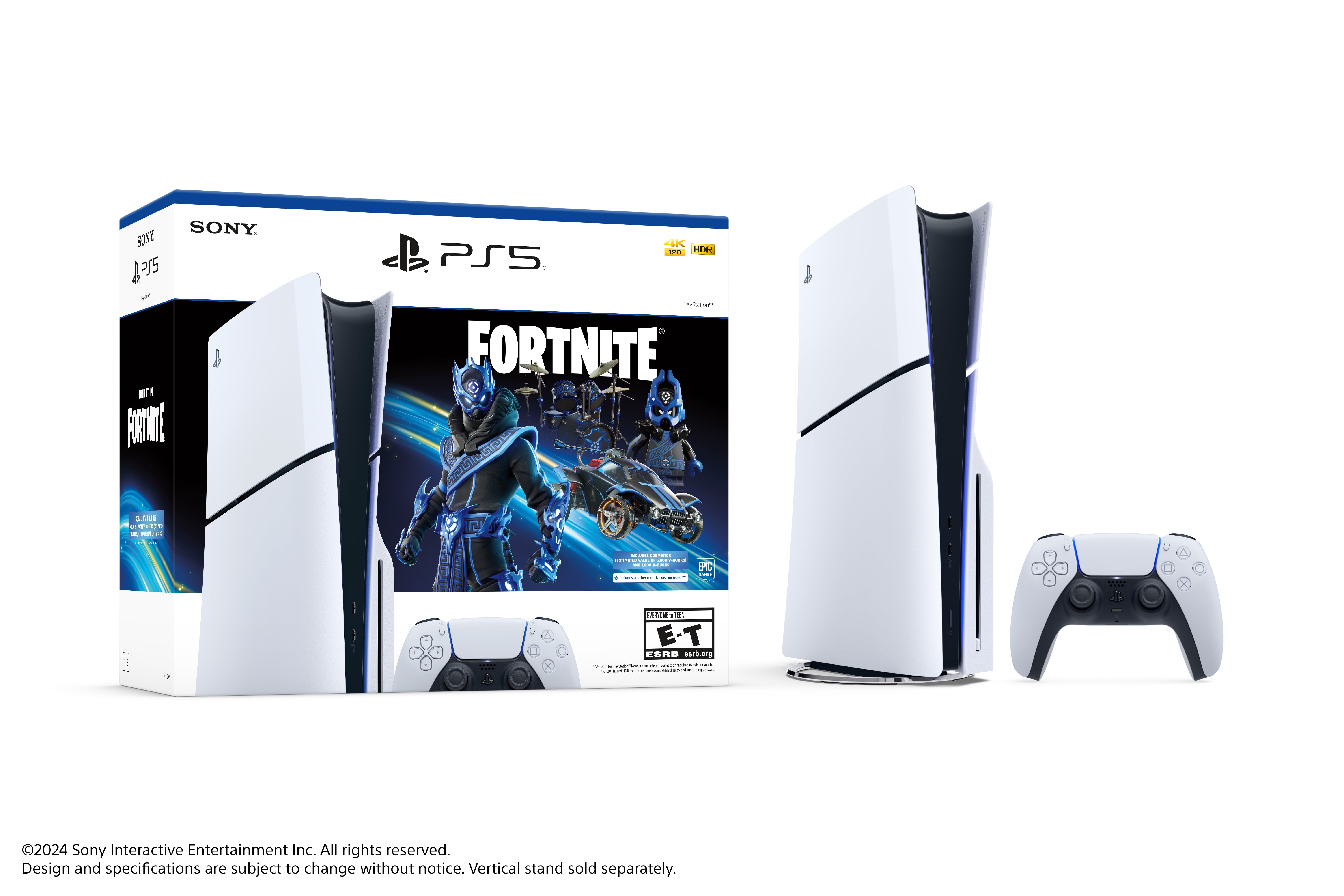 PlayStation 5 Slim Console Fortnite Cobalt Star Bundle   Extra PlayStation 5 DualSense Wireless Controller Cosmic Red   Includes PS5 Console & 2 DualSense Controllers