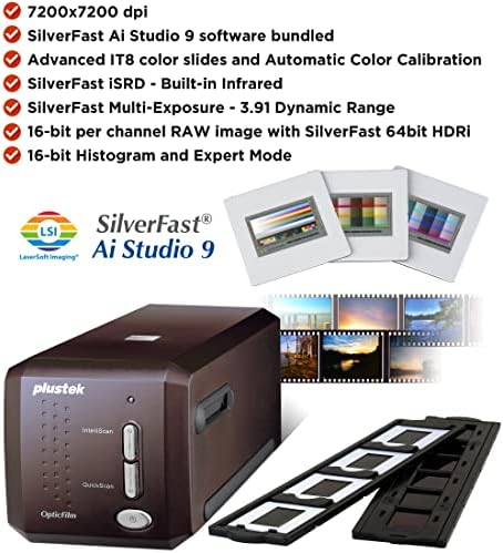 Plustek OpticFilm 8300i Ai Film Scanner   Converts 35mm Film & Slide into Digital  Bundle SilverFast Ai Studio 9   QuickScan Plus  Include Advanced IT8 Calibration Target  3 Slide 