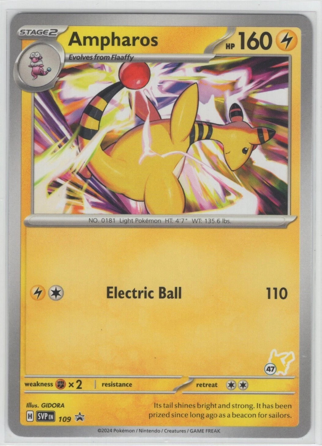 Pokemon Scarlet & Violet Black Star Promo    Ampharos SVP 109 Pikachu Stamp #47