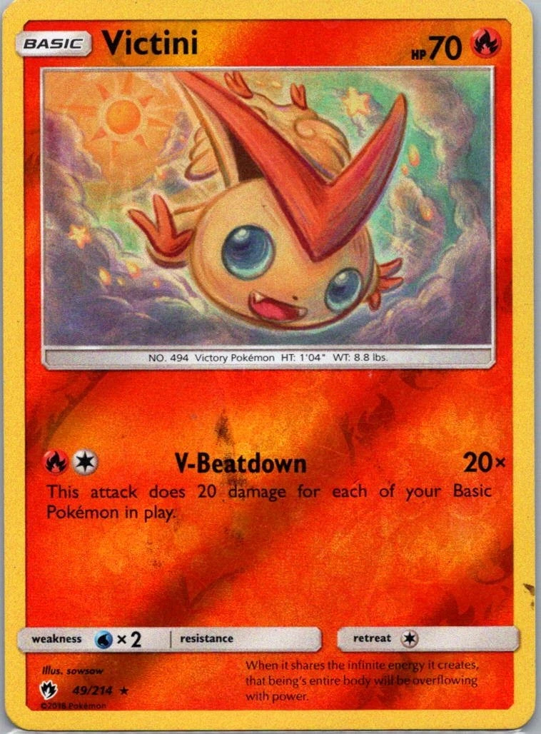 Pokemon TCG Victini 49/214 Lost Thunder Rev Holo D