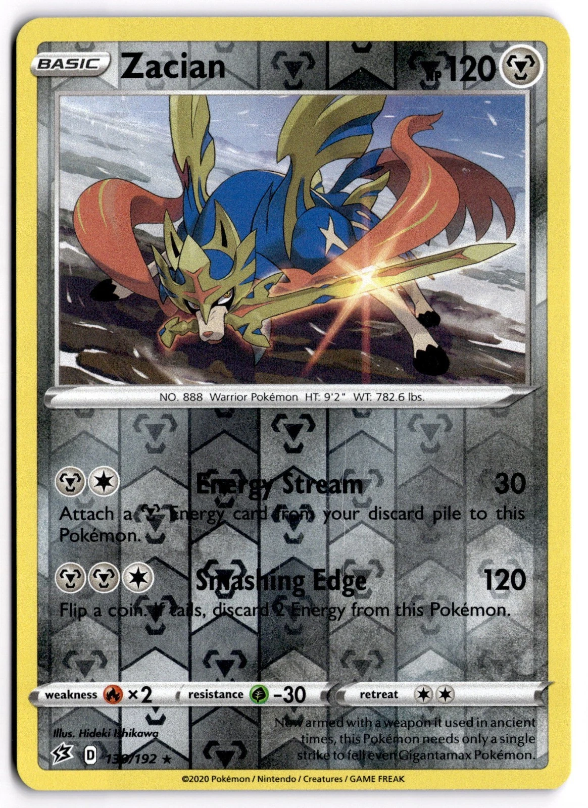 Pokemon TCG Zacian 139/192 Swsh02  Rebel Clash Reverse Holo