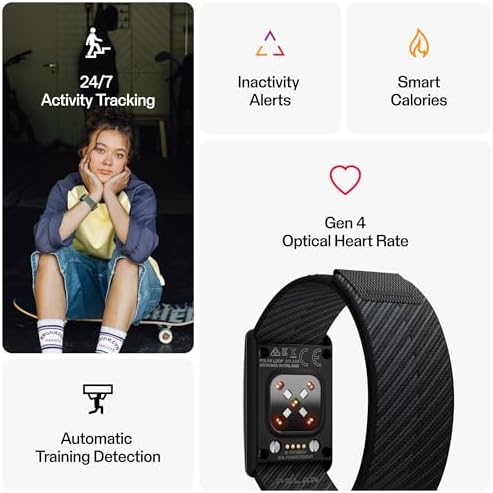 Polar Loop   Smart Screen Free Wearable Health & Fitness Band with 24/7 Heart Rate  Sleep & Activity Tracking  Automatic Training Detection  No Subscription  8 Day Battery 