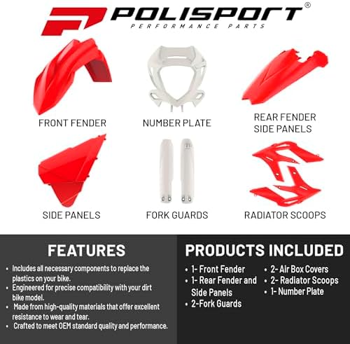 Polisport Kit de réplica de plástico para motocross (MX) para moto de cross BETA X-Trainer (2020-2022), calidad OEM, duradera, flexible y ajuste perfecto, rojo/blanco
