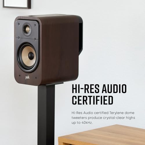 Polk Audio Signature Elite ES20 Hi Res Audio Certified 6 5 Inch Bookshelf Speaker   Pair  Walnut 