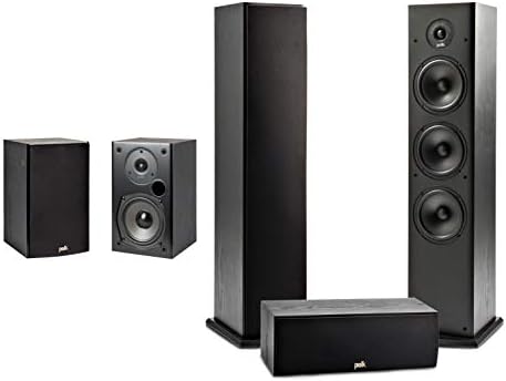 Polk Audio T15 Home Theater and Stereo Bookshelf Speakers   Deep Bass Response  Dolby and DTS Surround  Wall Mountable  Pair  Black