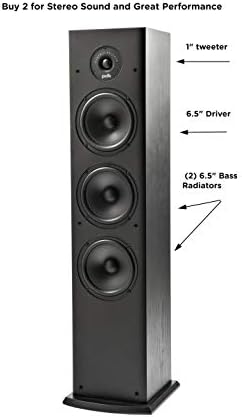 Polk Audio T15 Home Theater and Stereo Bookshelf Speakers   Deep Bass Response  Dolby and DTS Surround  Wall Mountable  Pair  Black