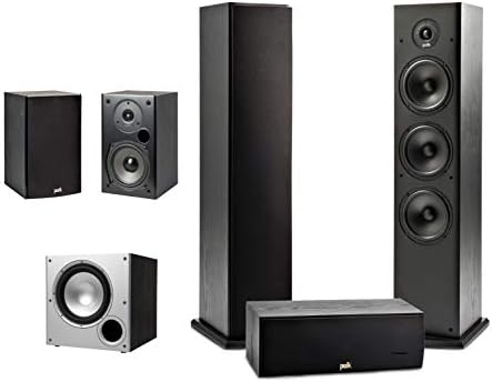 Polk Audio T15 Home Theater and Stereo Bookshelf Speakers   Deep Bass Response  Dolby and DTS Surround  Wall Mountable  Pair  Black