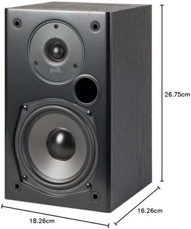 Polk Audio T15 Home Theater and Stereo Bookshelf Speakers   Deep Bass Response  Dolby and DTS Surround  Wall Mountable  Pair  Black
