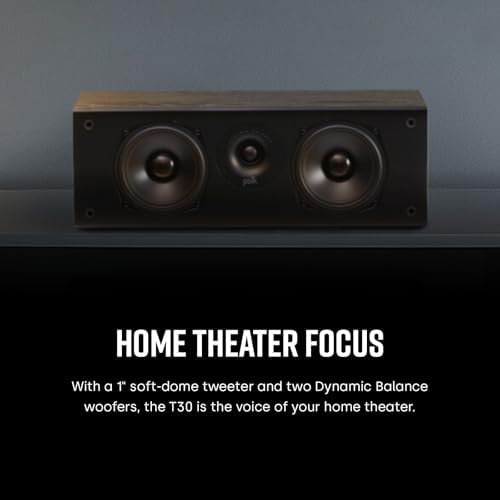 Polk Audio T15 Home Theater and Stereo Bookshelf Speakers   Deep Bass Response  Dolby and DTS Surround  Wall Mountable  Pair  Black