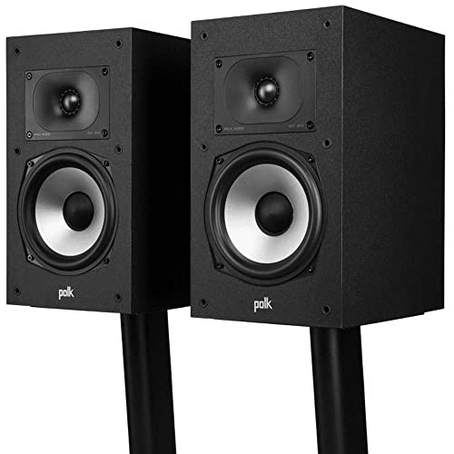 Polk Monitor XT20 Pair of Bookshelf or Surround Speakers   Hi Res Audio Certified  Dolby Atmos & DTS X Compatible  1 Terylene Tweeter & 6 5 Dynamically Balanced Woofer  Pair  Midnight Black 