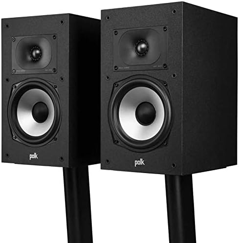 Polk Monitor XT20 Pair of Bookshelf or Surround Sound Speakers   Hi Res Audio Certified  Dolby Atmos & DTS X Compatible  1 Terylene Tweeter & 6 5 Dynamically Balanced Woofer  Pair  Midnight Black