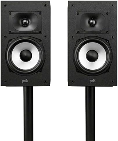 Polk Monitor XT20 Pair of Bookshelf or Surround Sound Speakers   Hi Res Audio Certified  Dolby Atmos & DTS X Compatible  1 Terylene Tweeter & 6 5 Dynamically Balanced Woofer  Pair  Midnight Black