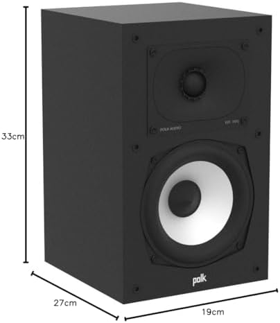 Polk Monitor XT20 Pair of Bookshelf or Surround Sound Speakers   Hi Res Audio Certified  Dolby Atmos & DTS X Compatible  1 Terylene Tweeter & 6 5 Dynamically Balanced Woofer  Pair  Midnight Black