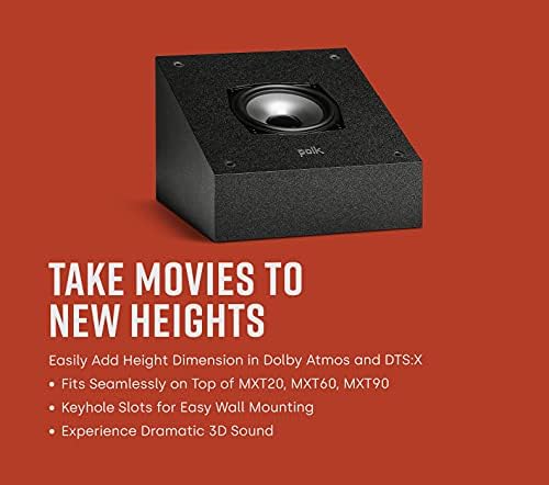 Polk Monitor XT20 Pair of Bookshelf or Surround Sound Speakers   Hi Res Audio Certified  Dolby Atmos & DTS X Compatible  1 Terylene Tweeter & 6 5 Dynamically Balanced Woofer  Pair  Midnight Black