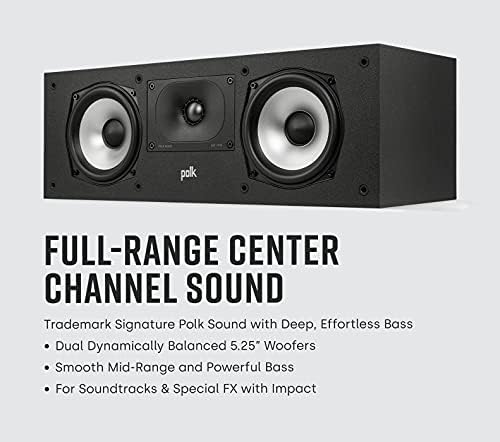 Polk Monitor XT20 Pair of Bookshelf or Surround Sound Speakers   Hi Res Audio Certified  Dolby Atmos & DTS X Compatible  1 Terylene Tweeter & 6 5 Dynamically Balanced Woofer  Pair  Midnight Black