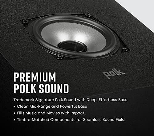 Polk Monitor XT20 Pair of Bookshelf or Surround Sound Speakers   Hi Res Audio Certified  Dolby Atmos & DTS X Compatible  1 Terylene Tweeter & 6 5 Dynamically Balanced Woofer  Pair  Midnight Black