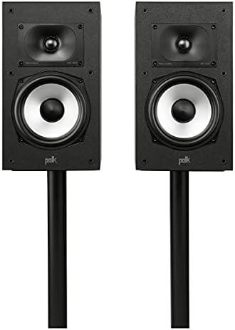 Polk Monitor XT20 Pair of Bookshelf or Surround Sound Speakers   Hi Res Audio Certified  Dolby Atmos & DTS X Compatible  1 Terylene Tweeter & 6 5 Dynamically Balanced Woofer  Pair  Midnight Black 