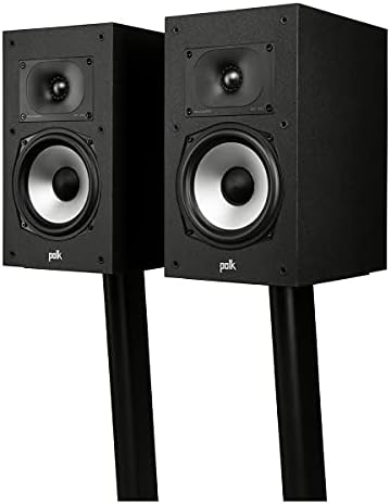 Polk Monitor XT20 Pair of Bookshelf or Surround Sound Speakers   Hi Res Audio Certified  Dolby Atmos & DTS X Compatible  1 Terylene Tweeter & 6 5 Dynamically Balanced Woofer  Pair  Midnight Black 