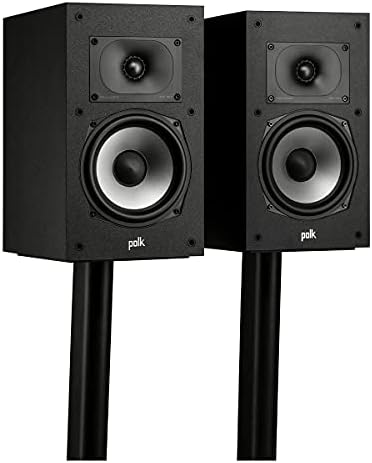 Polk Monitor XT20 Pair of Bookshelf or Surround Sound Speakers   Hi Res Audio Certified  Dolby Atmos & DTS X Compatible  1 Terylene Tweeter & 6 5 Dynamically Balanced Woofer  Pair  Midnight Black 