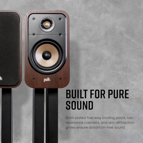 Polk Signature Elite ES20 Surround Sound Speakers   Hi Res Audio Certified  Dolby Atmos & DTS X Compatible  1 Tweeter & 6 5 Woofer  Power Port Technology for Bass  Pair  Stunning Black