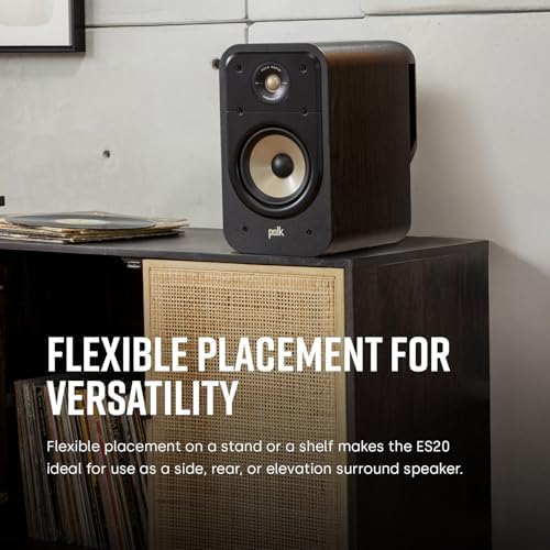 Polk Signature Elite ES20 Surround Sound Speakers   Hi Res Audio Certified  Dolby Atmos & DTS X Compatible  1 Tweeter & 6 5 Woofer  Power Port Technology for Bass  Pair  Stunning Black