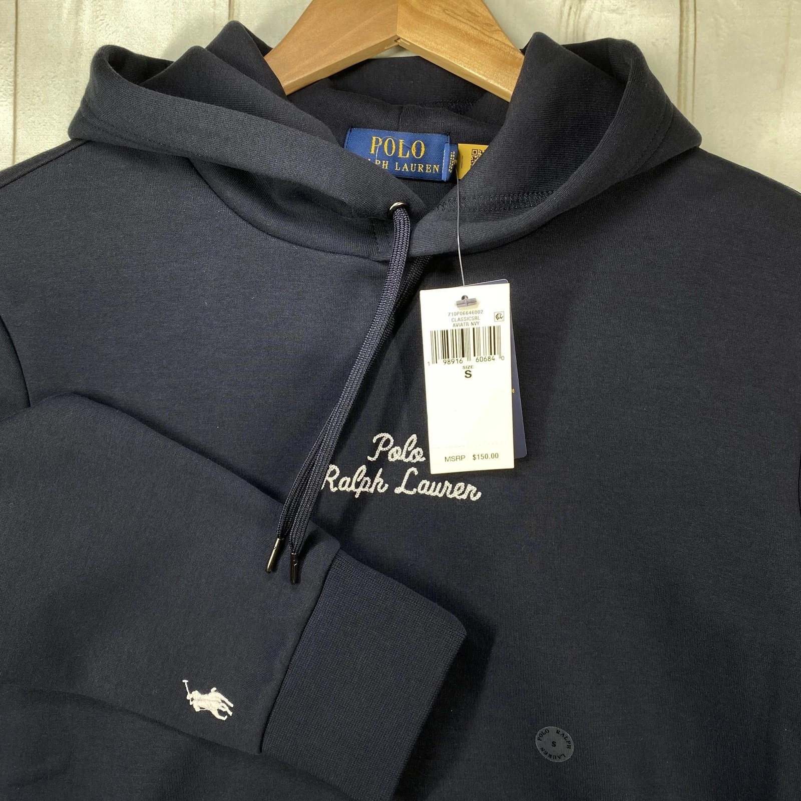Polo Ralph Lauren Hoodie Mens Small Navy Blue Logo Pullover NWT Retail   150