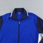 Polo Ralph Lauren Jacket Mens Small Blue White Colorblock Full Zip Track Sweater