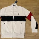 Polo Ralph Lauren Men s Double Knit Full Zip Colorblock Track Jacket White S